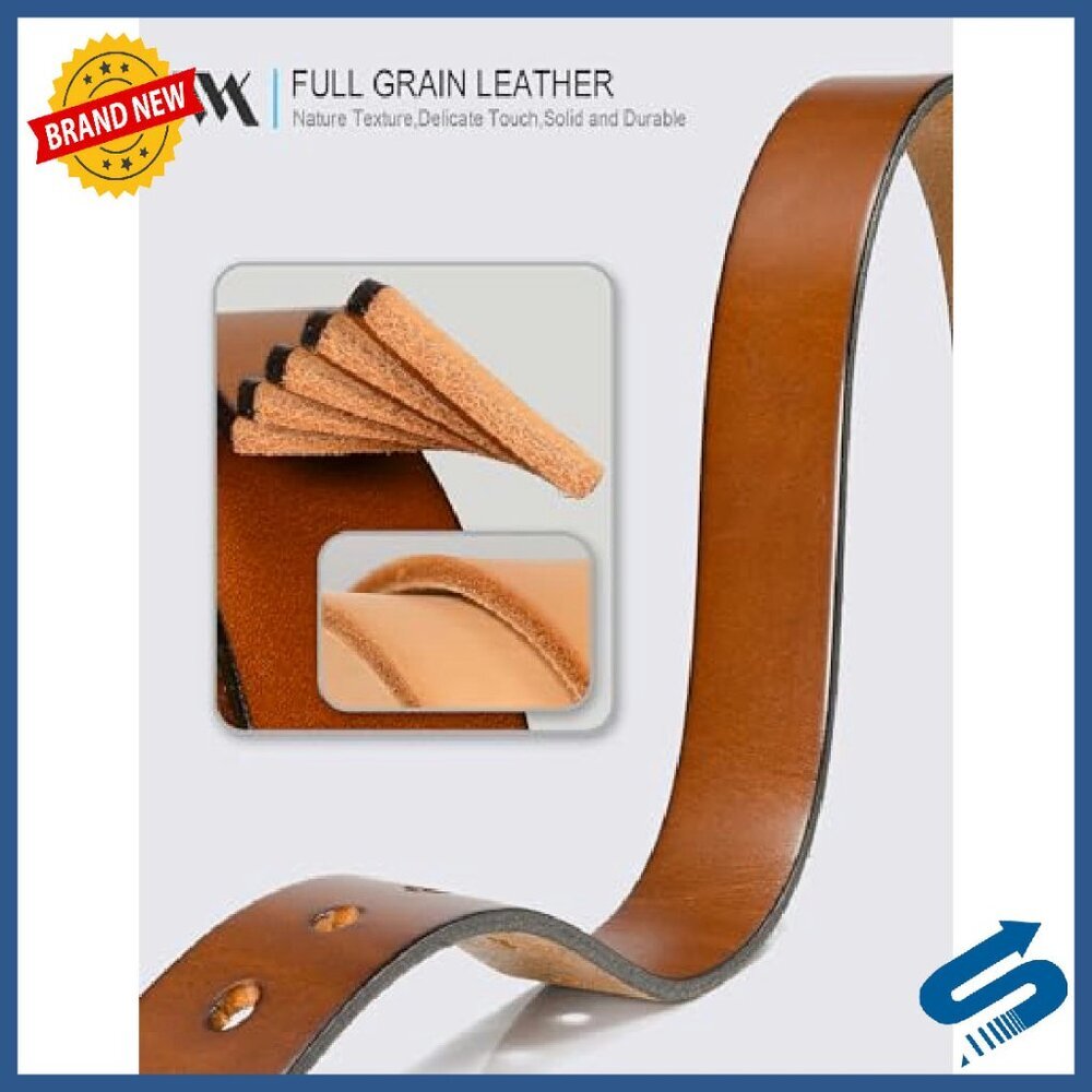 Full Grain Leather Belt 1.1" Women's Casual Jean Belt Vintage Buckle - Picture 3 of 7